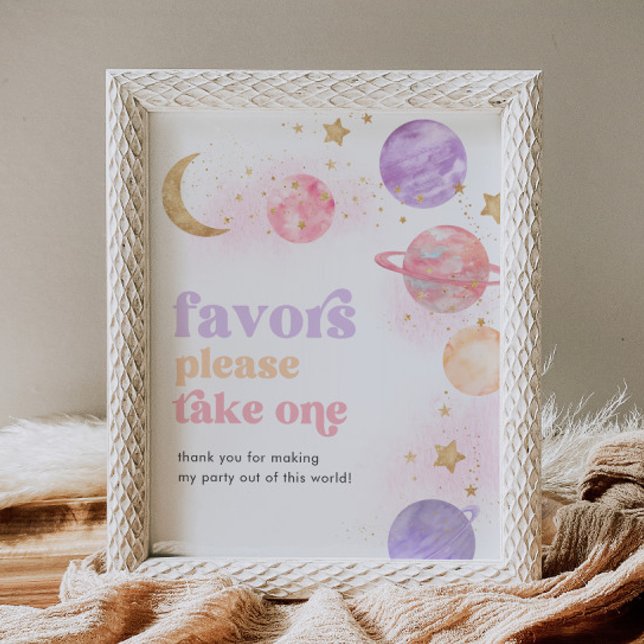 Girl's Space Party Favours Sign (Creator Uploaded)