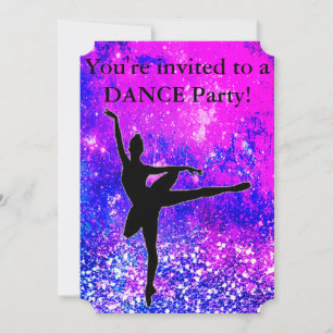 Girls Sparkly Dance Birthday Party Invitations