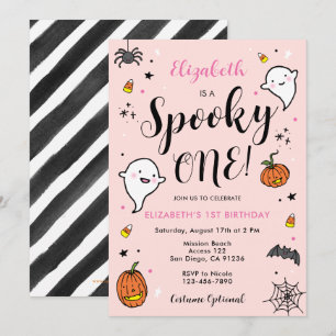 Girls Spooky One Halloween 1st Birthday Invitation