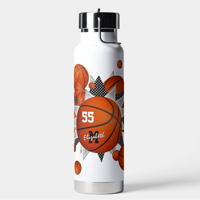 girl's sports accessories basketballs and stars water bottle (Left)