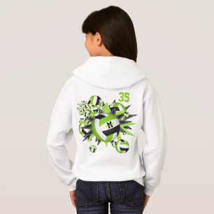girls sports apparel lime black volleyballs stars