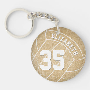 girls sports custom gold volleyball key ring