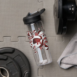 girls sports maroon basketballs stars water bottle