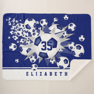girls sports personalised soccer balls stars sherpa blanket