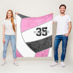 girls sports pink black volleyball personalised fleece blanket