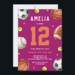 Girls Sports Theme Birthday Party  Invitation<br><div class="desc">More Fun Theme Birthday Invitations Themes in the Little Bayleigh Store!</div>