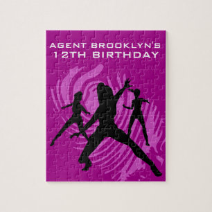 Girls Spy Party Purple Fingerprint Jigsaw Puzzle