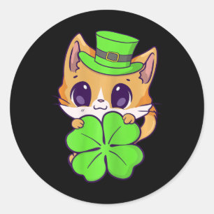 Girls St Patricks Day Happy St Catricks Day Shamro Classic Round Sticker