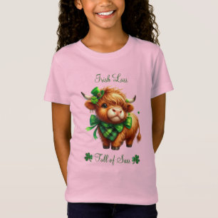 Girls St Patrick's Day Highland Cow T-Shirt