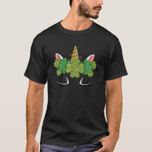 Girls St Patricks Day Unicorn Face Cute Women T-Shirt