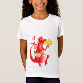 Girls' stylish cotton 'Red Dragon' T-shirt