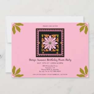 Girl's summer Picnic Birthday Party Invitation