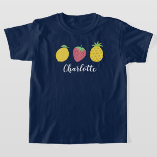 Girl's Summer Tropical Fruit Trio T-Shirt