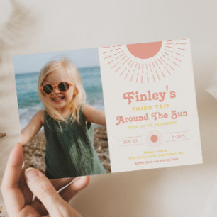 Girl's Sun Birthday Invitation   Photo Sun