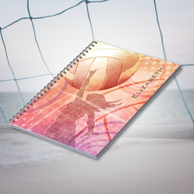 Girl's sunset Beach volleyball personalised  Notebook (Creator Uploaded)