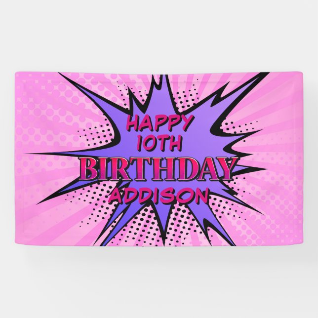 Girls' Superhero Birthday Banner (Horizontal)