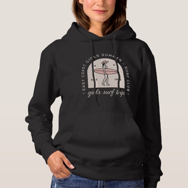 Girls surf trip surfing club besties matching hoodie (Front)