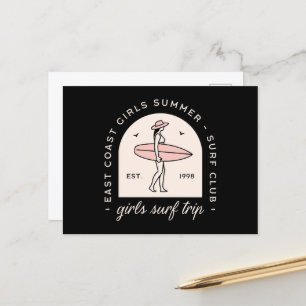 Girls surf trip surfing club besties squad retro postcard