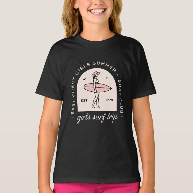 Girls surf trip surfing club besties squad retro T-Shirt (Front)
