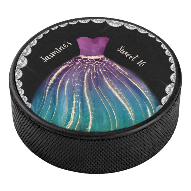 Girls Sweet 16 Ombre Dress and Rhinestones   Hockey Puck (3/4)