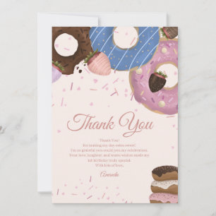 Girls Sweet Donut Pastel Birthday Thank You Card