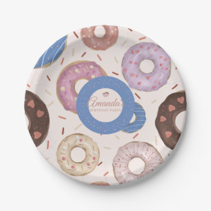 Girls Sweet Doughnut Pastel Birthday Paper Plate