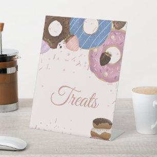 Girls Sweet Doughnut Pastel Treats Birthday Pedestal Sign