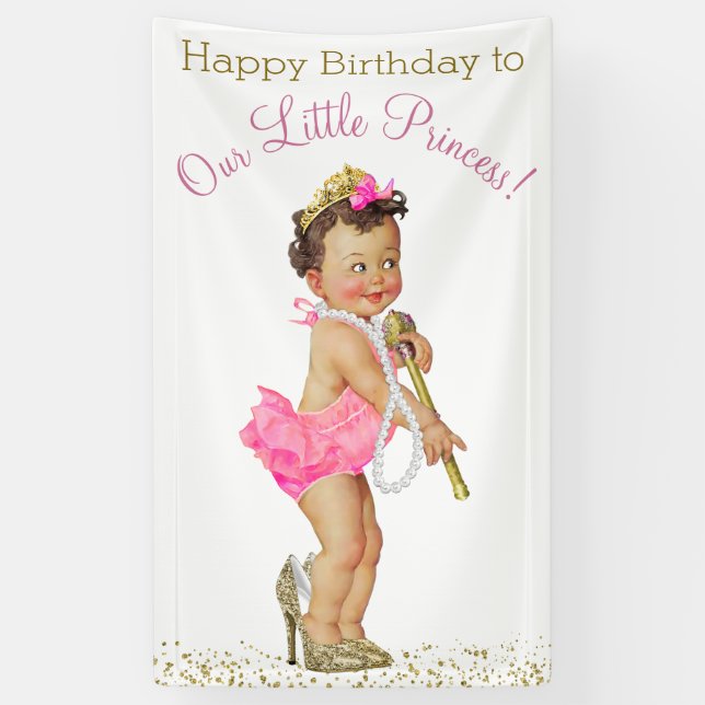 Girls Sweet Little Princess Birthday Party Banner (Vertical)