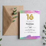 Girls Sweet Sixteen 16th Birthday Photo Invitation<br><div class="desc">Colourful fun photo 16th birthday party invitation for her sweet sixteen birthday party. Customise with photo on the front and party details on the back.</div>