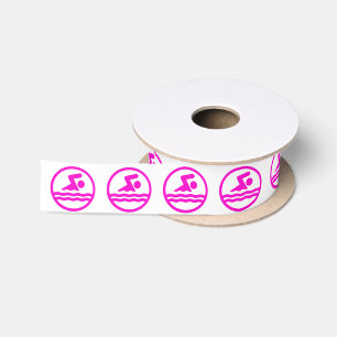 Girls Swimming and Diving Swimmer Pink Swim Party Satin Ribbon