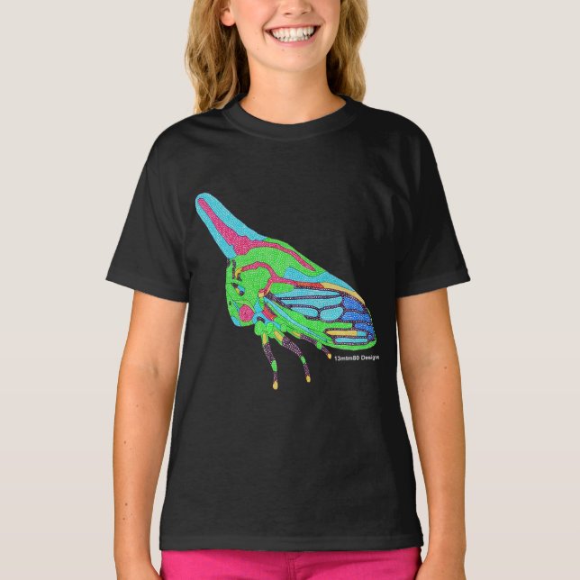 Girl's T-Shirt (black) - Oak Treehopper (Front)