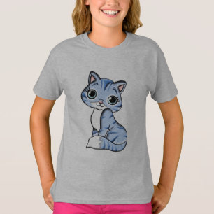 Girl'S T-Shirt Kitty Quack Blue and White