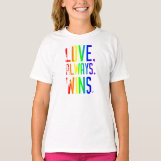 Girl's T shirt Love Always Wins Rainbow