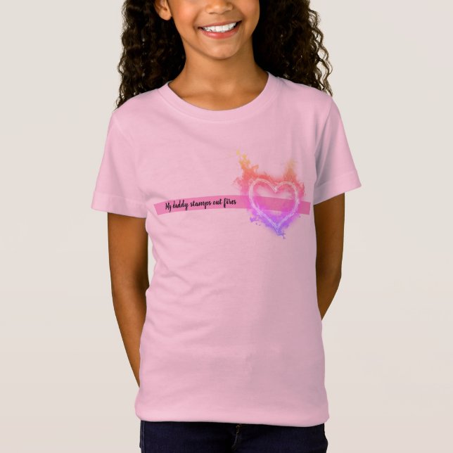 Girl's T-shirt My Daddy Firefighter Custom Text (Front)