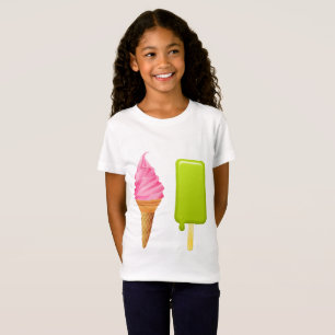 Girls T-Shirts - Pink Ice Cream + Green Ice Lolly