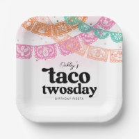 Girl's Taco Twosday Party Plates