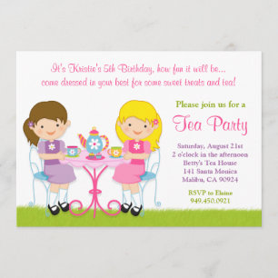Girls Tea Party Birthday Party Invitation
