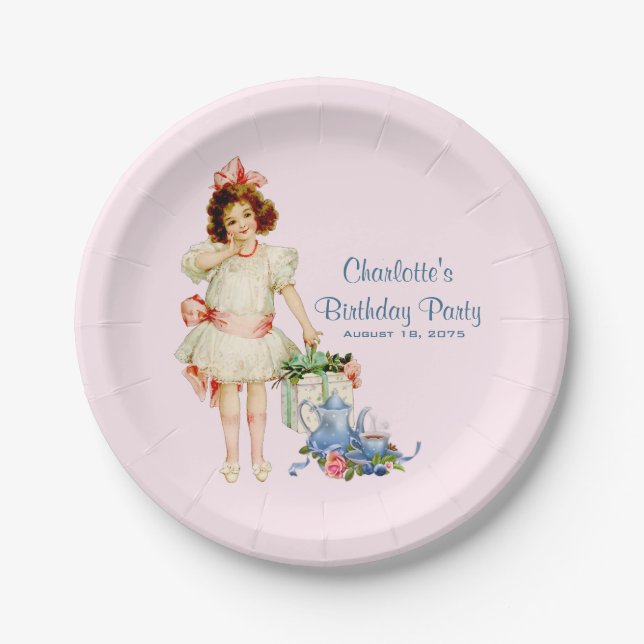 Girls Tea Party Paper Plate (Front)