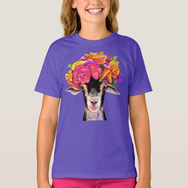 Girls Tee Posey the Goat. (Front)