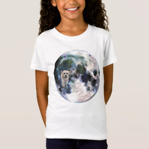 Girl's Tee Shirt Havanese Dog Orbiting the Moon