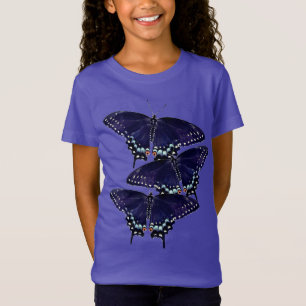 Girl's Tee Shirt Purple/Black Swallowtails