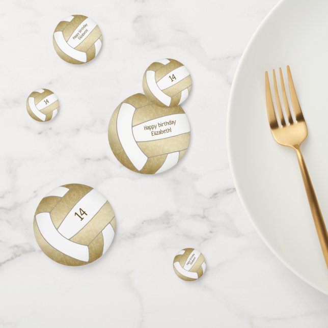 girls teens golden volleyball birthday party confetti (Group)
