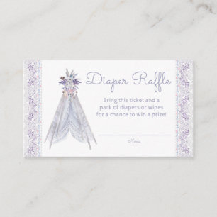 Girls Teepee Tribal Diaper Raffle Tickets Enclosure Card