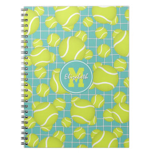 girls tennis balls w net detail personalised notebook
