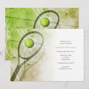 Girl's tennis birthday party invitation