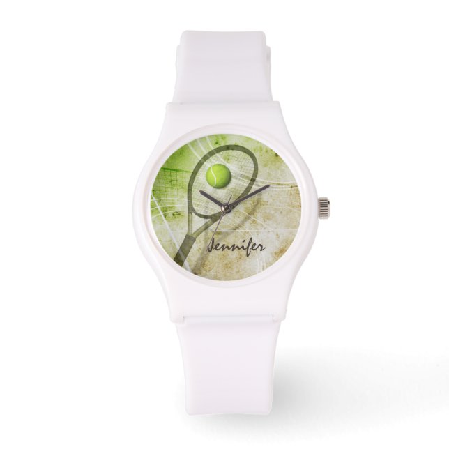 Girl's tennis personalised  watch (Front)