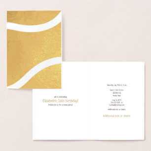 Girl's tennis sports related birthday gold foil card