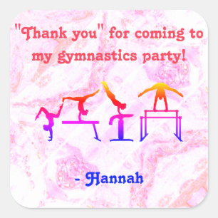Girls "Thank you" Gymnastics Party Stickers