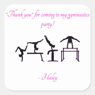 Girls "Thank you" Gymnastics Party Stickers