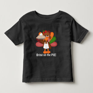 Girl's Thanksgiving Turkey Holiday pie t-shirt